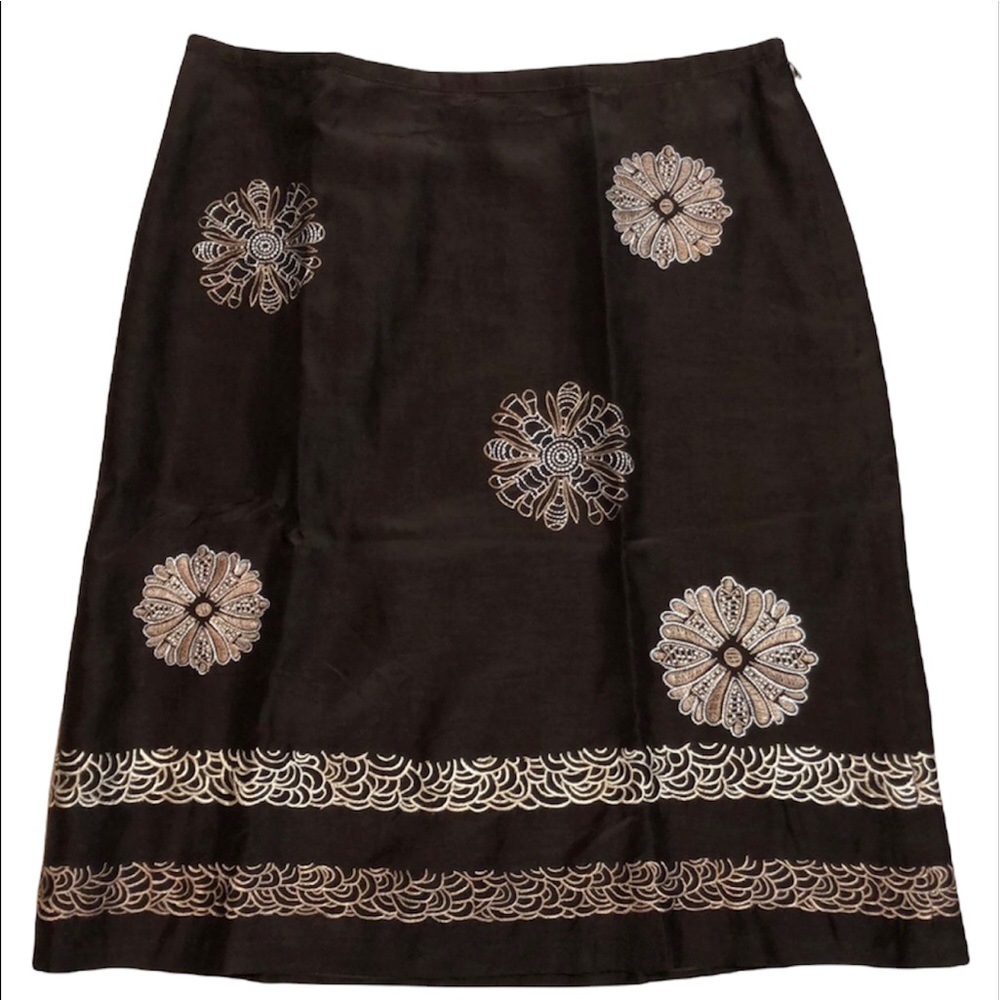 Ann Taylor Loft Embroidered Brown Skirt Size 6P